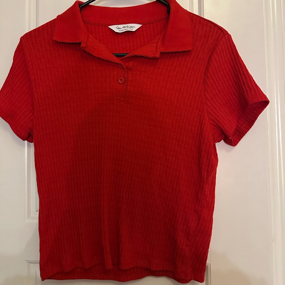Miss selfridge scalloped polo | size US 10 | red